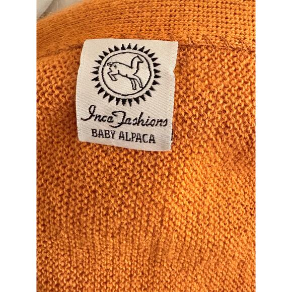 Inca Fashions Baby Alpaca Cardigan XL Mustard Orange Knit Peru - Picture 6 of 8